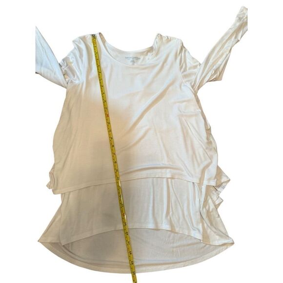 Soft Surroundings Perfect Layers Tiered White Top Long Sleeve Split Back Sz M - Picture 9 of 10